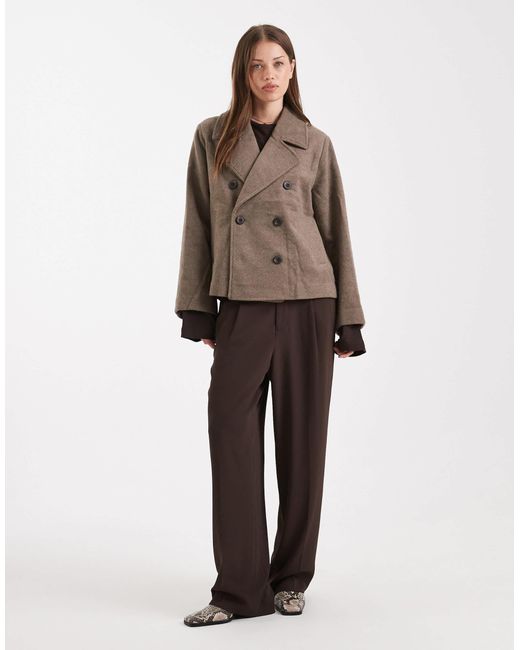 Object Brown Premium Wool Mix Tailored Short Jacket