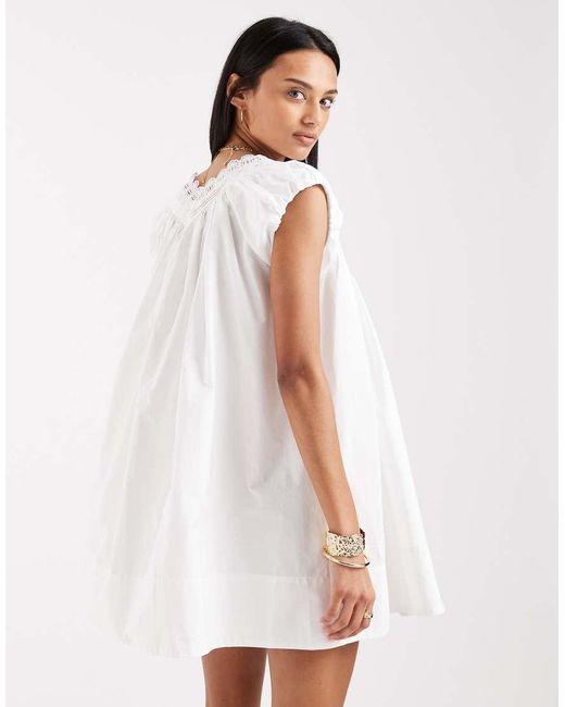Free People White Sundazed Smock Mini Dress