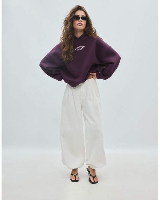 Stradivarius Purple Oversized Graphic Sweatshirt