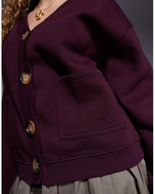 Cardigan Bordeaux Con Scollo A V di River Island in Purple