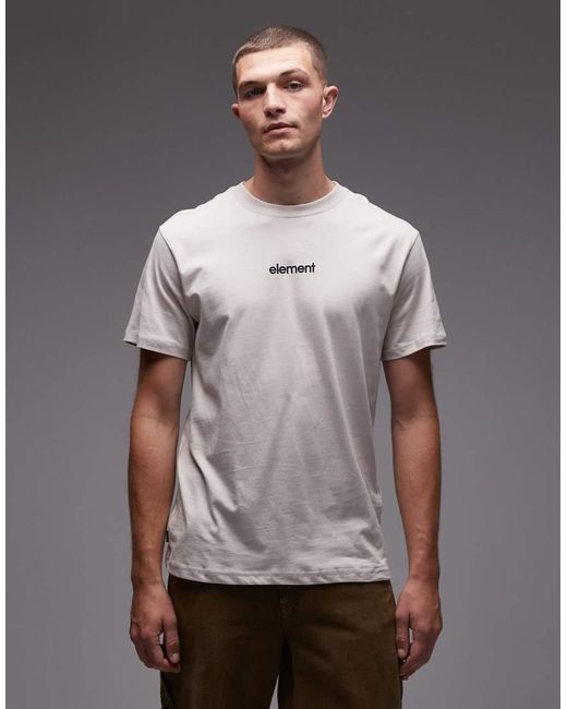 Camiseta Color Crema Con Logo Estampado En La Espalda De -Blanco Element de hombre de color Gray