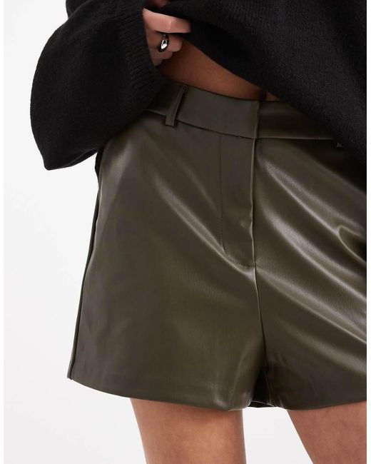 New Look Natural Faux Leather Tailored Short