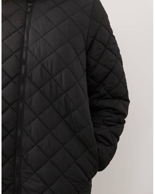 Noisy May Black Longline Quilted Jacket