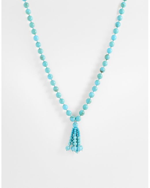 Mango Blue Beaded Drop Necklace