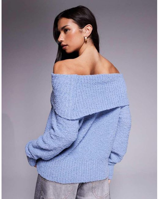 Jersey Con Escote Bardot De Bouclé Parkley De Princess Polly de color Blue