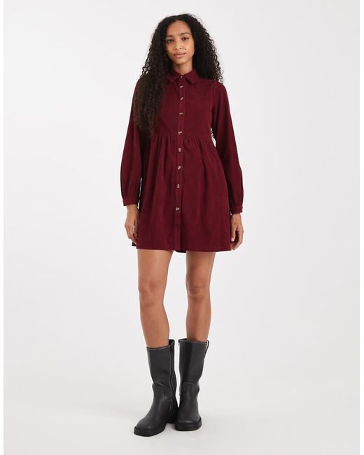 Vestito Camicia Corto di Threadbare in Red