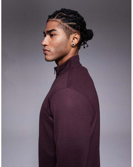 River Island Purple Half Zip Funnel Neck Sweatshirt for men