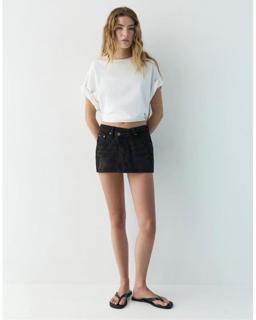 Pull&Bear White Denim Crossover Skort