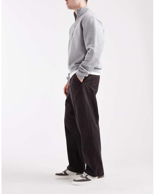ASOS Gray Pull On Tapered Pintuck Trousers for men