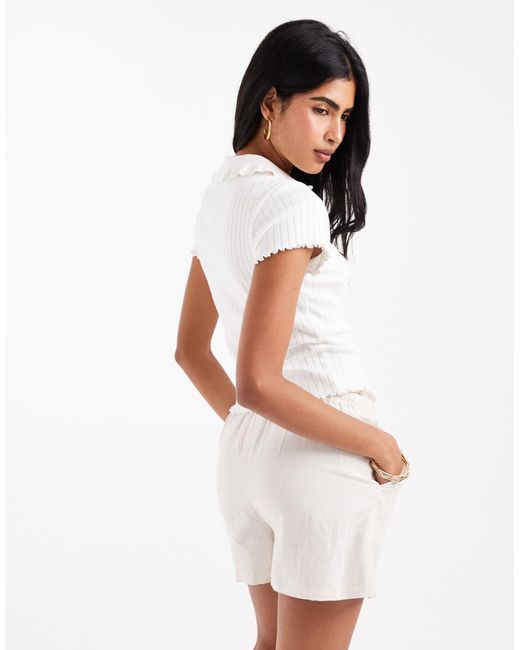 Miss Selfridge White – polo-top
