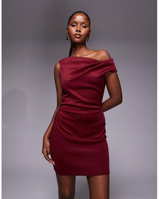 ASOS Purple Off Shoulder Sculpted Mini Dress