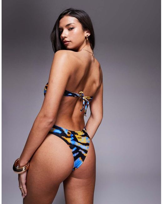 Candypants Blue Zebra Print Bandeau Swimsuit With Cutout Detail