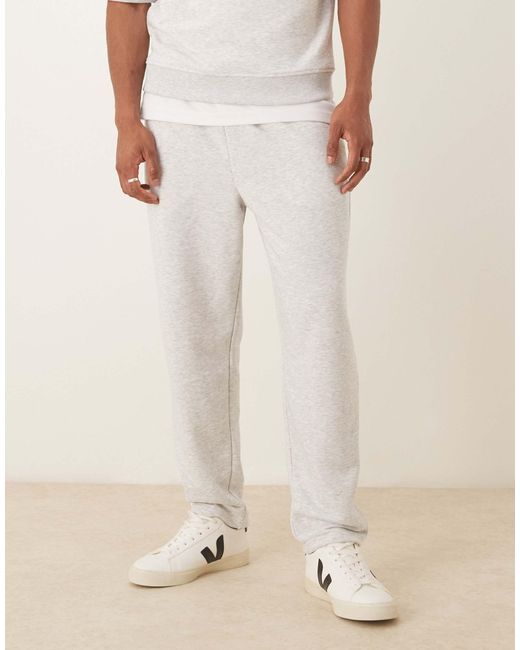 ASOS Natural Tapered Loopback joggers With Side Piping for men