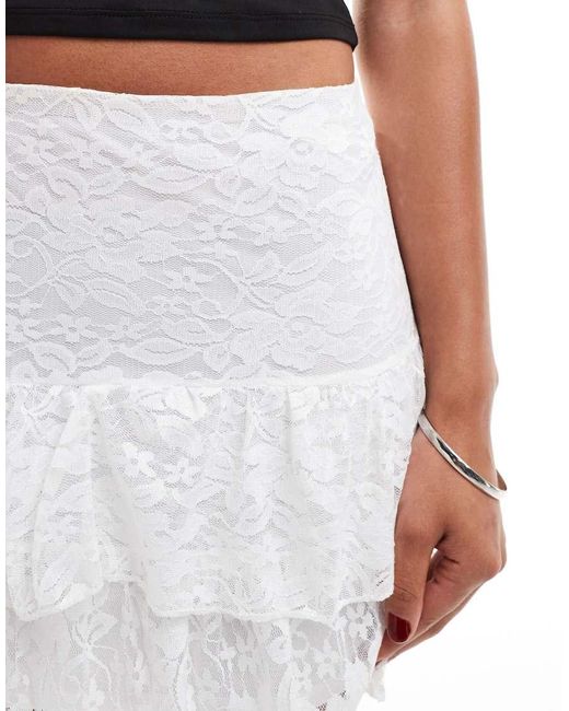 Collusion White Lace Frill Mini Skirt