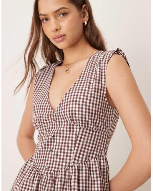 ASOS Mini Jurk Met V-Hals En Getailleerde Knoopsluiting in het Multicolor
