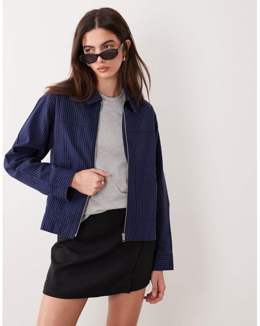 ASOS Blue Top Collar Zip Through Jacket