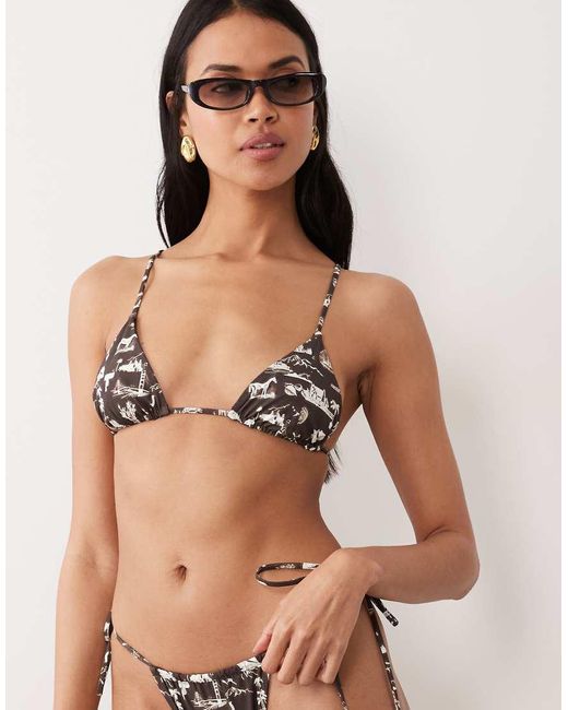 Wild Lovers Metallic Rodeo Coastal Print Triangle Bikini Top