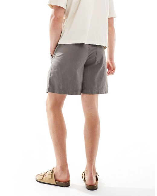 ASOS Gray Wide Linen Shorts for men