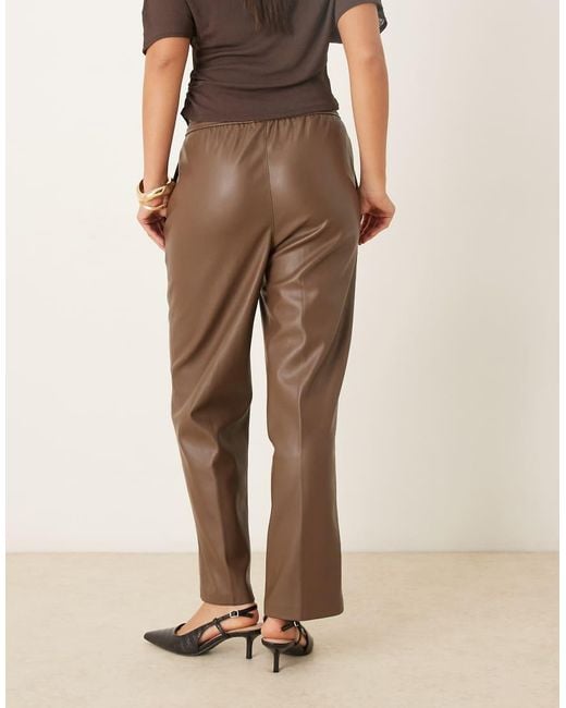 Mango Natural Faux Leather Tie Waist Pants