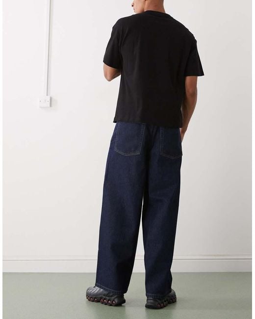 Reclaimed Vintage Blue baggy Wide Leg Denim Jeans for men