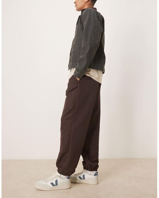 ASOS Natural Smart Straight Leg Trouser With Part Elastic Waistband And Cuff for men