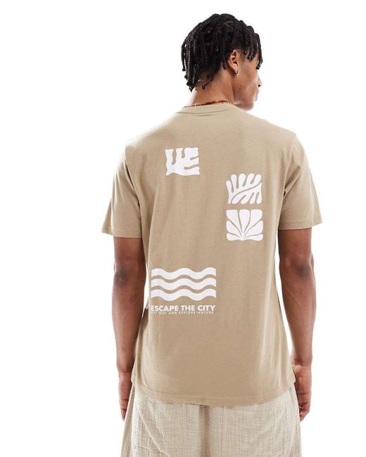 Threadbare T-Shirt Van 160Gsm Katoen Met Grafische Print Op De Achterkant in het Natural voor heren
