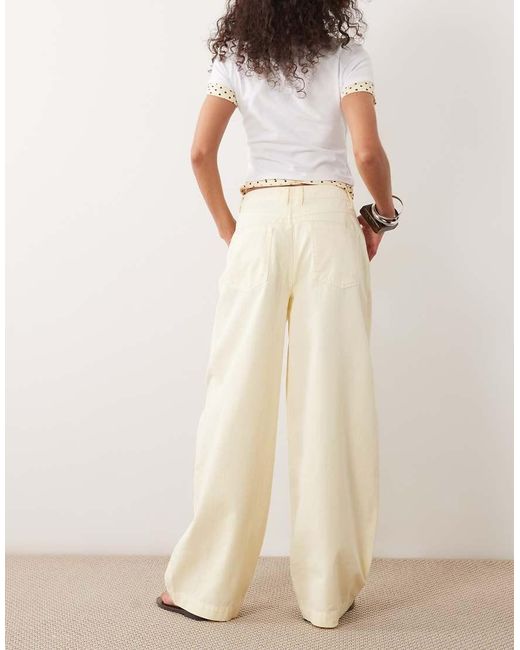 ASOS Natural Barrel Pants With Washed Effect