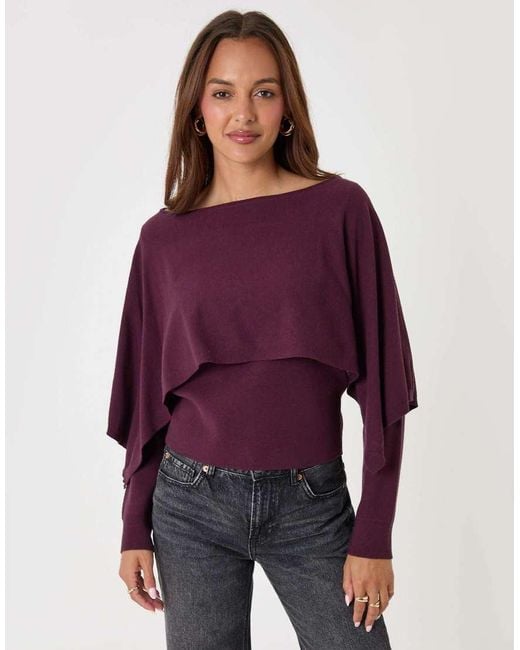Threadbare Purple Long Sleeve Cape Top