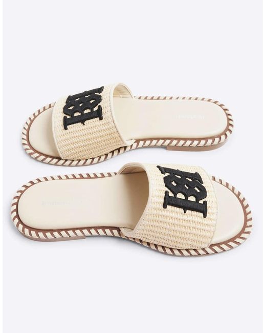 River Island White Raffia Flat Sandals