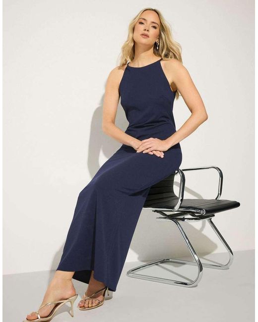 Long Tall Sally Blue High Neck Midi Dress