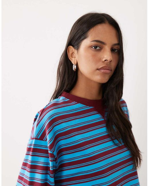 ASOS Blue Striped Boxy T-shirt