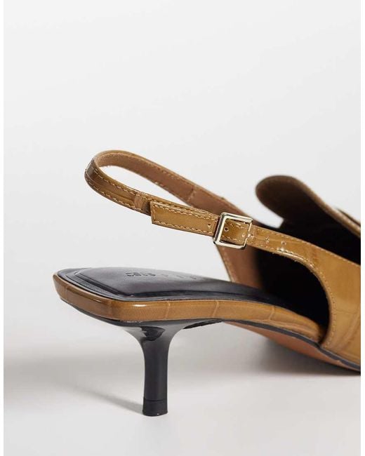 ASOS Natural Sundae Slingback Kitten Heeled Loafers