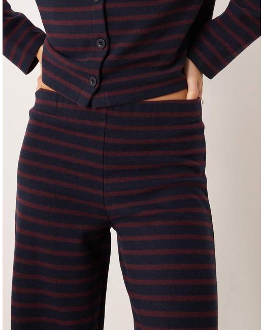 ASOS Blue Brushed Stripe Wide Leg Co Ord Trousers