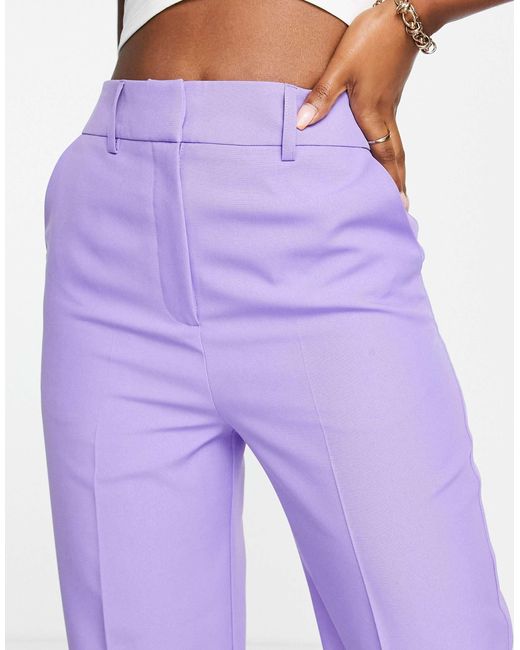 ASOS Purple Relaxed Wide Leg Flare Trousers