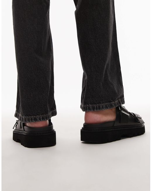 Tommy Hilfiger Black Double Strap Buckle Sandal