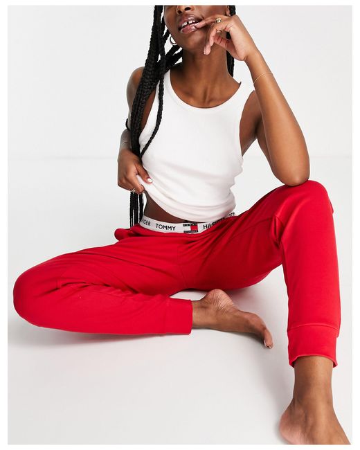 Tommy Hilfiger 85 joggers in Red | Lyst