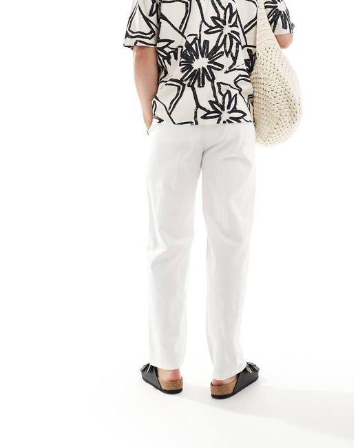 Only & Sons White Linen Mix Loose Fit Trouser for men