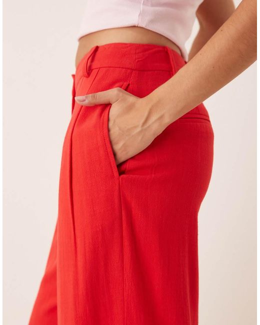 Nobody's Child Red Wide Leg Linen Pallazzo Trouser