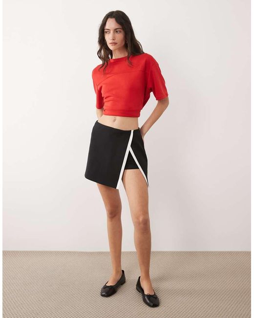 ASOS Red Interlock Mini Skort With Contrast Tipping