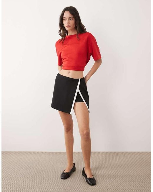 ASOS Red Interlock Mini Skort With Contrast Tipping