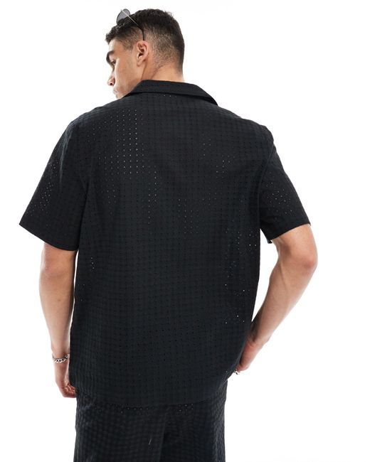 ASOS – locker geschnittenes, kurzärmliges hemd in Black für Herren