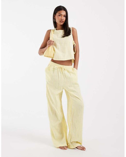 ONLY Natural Tie Side Cheesecloth Sleeveless Top Co-ord