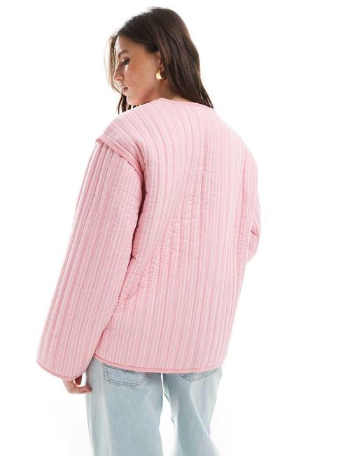 ASOS Pink Quilted Stripe Jacket