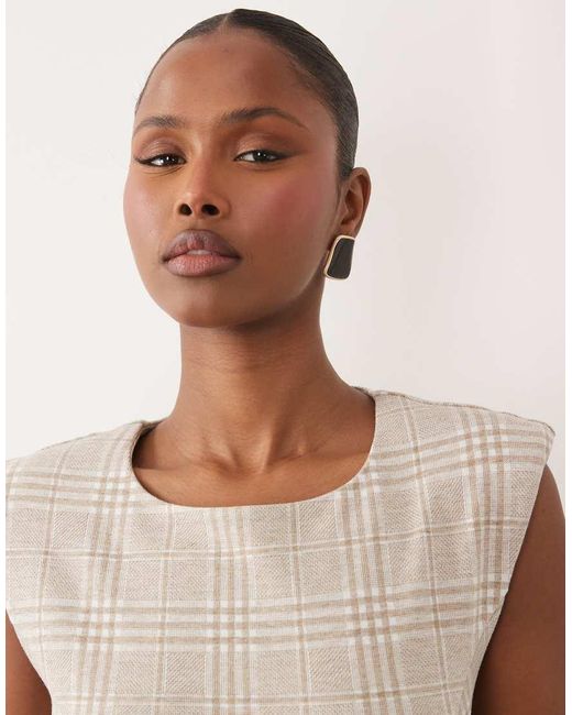 ASOS White Mix & Match Brushed Herringbone Shoulder Pad Fitted Top