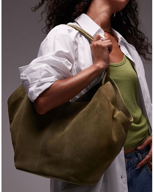 ASOS Green Suede Tubular Handle Vase Tote Bag