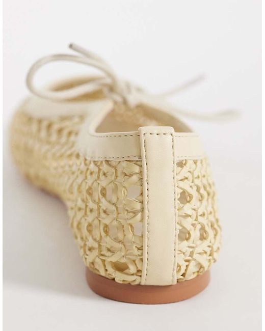 Glamorous Natural Woven Ballet Flats