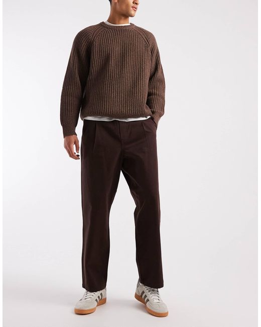 Pantalon habillé à enfiler coupe décontractée - marron ASOS pour homme en coloris Black