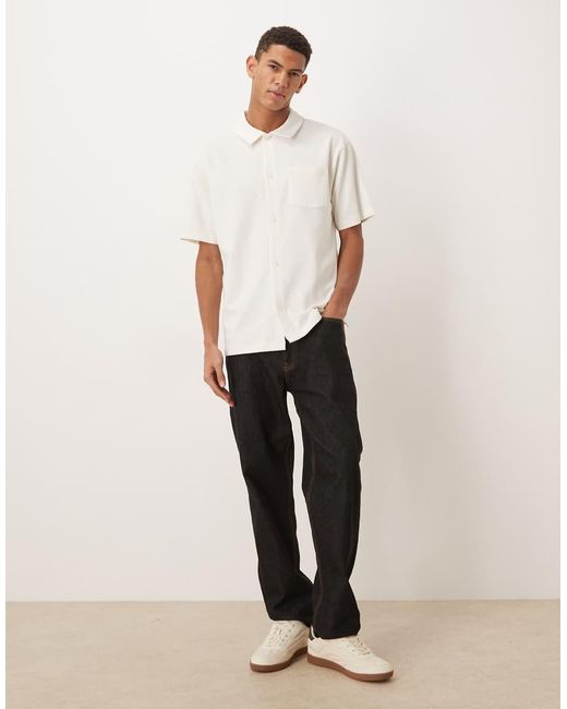 ASOS White Circular Design Collection Super Heavyweight Relaxed Polo Shirt for men