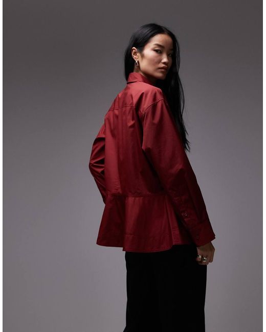 ARKET Red Peplum Shirt