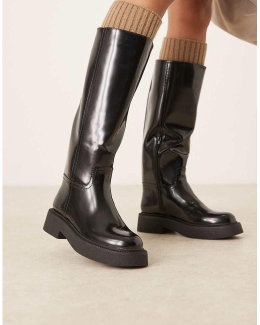 ASOS Natural Carlisle Clean Flat Riding Boots